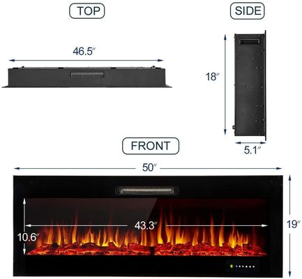 Heating Function Decor Flame 3D Electric Linear Fireplace Stove Customized Logo Acceptable