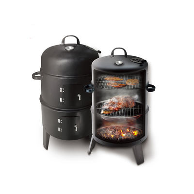 3 in 1 Outdoor Portable Charcoal BBQ Grill Smoker with Metal/Cold Rolled Steel